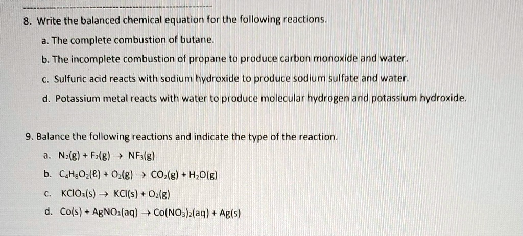 VIDEO solution: Write the balanced chemical equation for the following ...