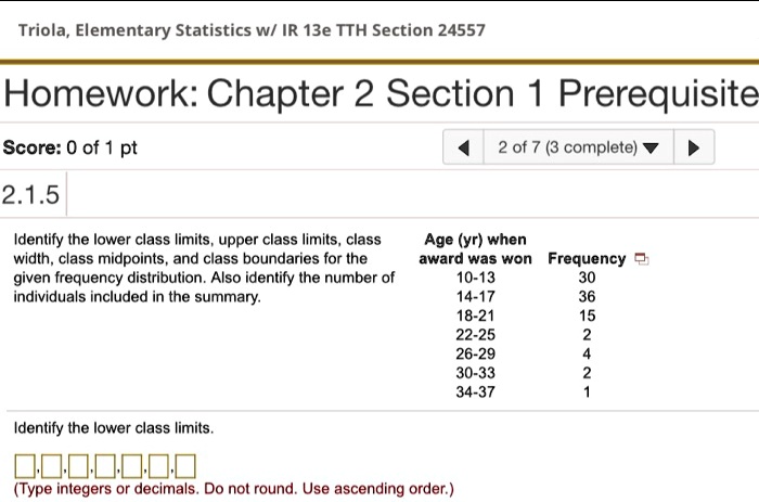 SOLVED: Triola, Elementary Statistics wl IR 13e TTH Section 24557 ...