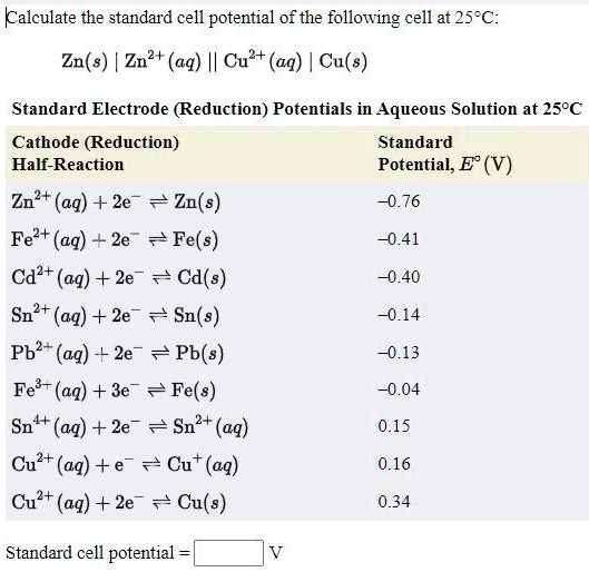 SOLVEDkalculate the standard cell potential of the following cell at