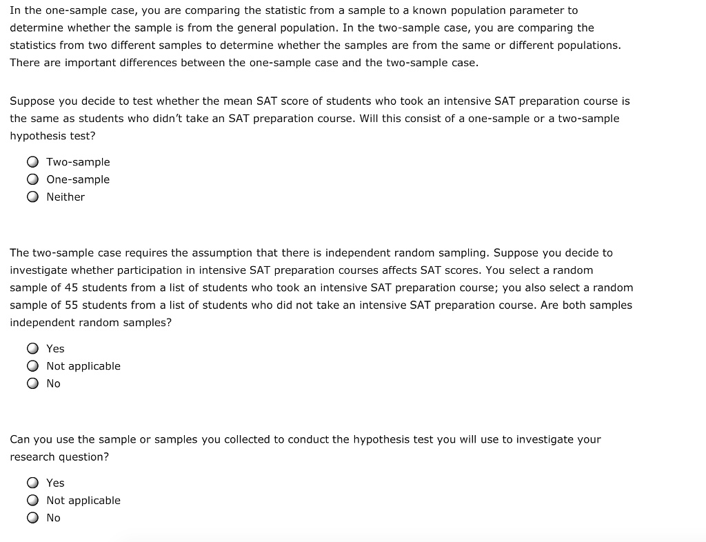 Known Sample in the one sample case you are comparing the statistic from sample to ...