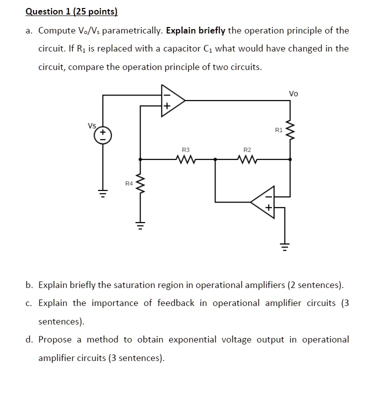 SOLVED a. Compute V/Vs parametrically. Explain briefly the operation