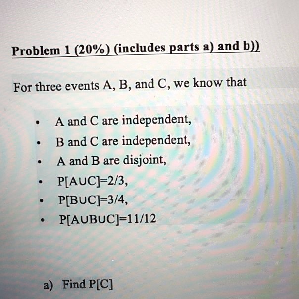 SOLVED For three events A B and C we know that A and C are