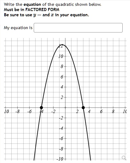 SOLVED: Equation In Factored Form Of A Quadratic Using A Graph Write ...