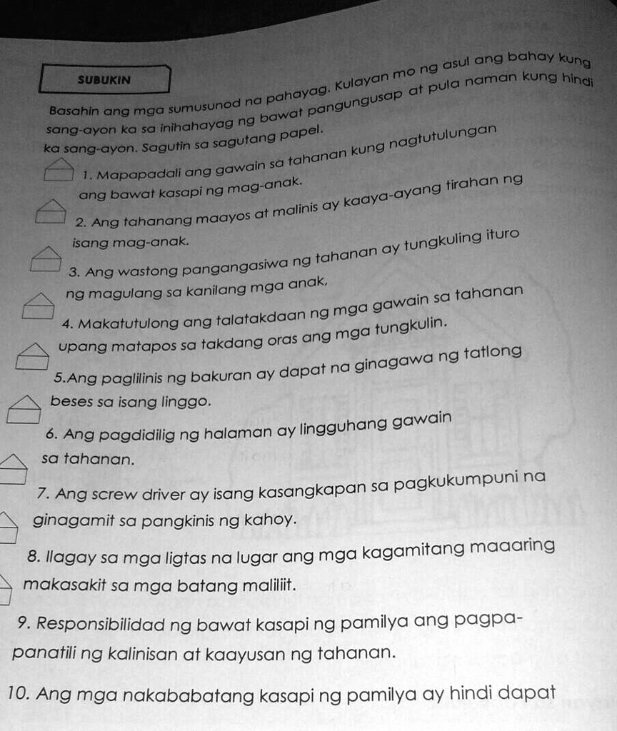 Solved Pa Help Po Sa Eppthank You Asul Ang Bahay Kung Mo Ng Subukin