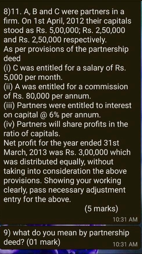 811, A, B, And C Were Partners In A Firm. On 1st April 2012, Their ...