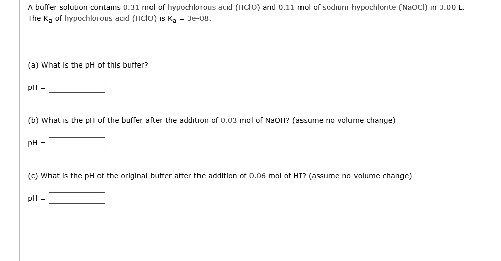 Ka For Hypochlorous Acid Hclo Is 3.0 X10-8