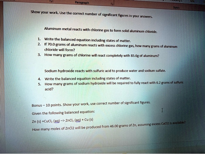 SOLVED shou vour work Use the correct number of significant figures