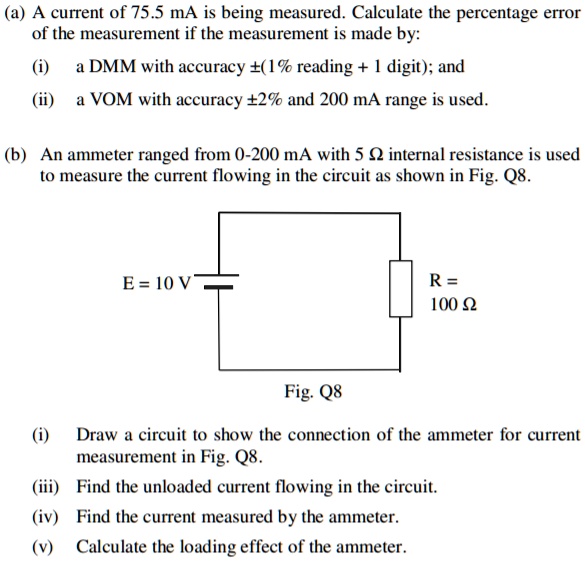 SOLVED (a) A current of 75.5 mA is being measured. Calculate the