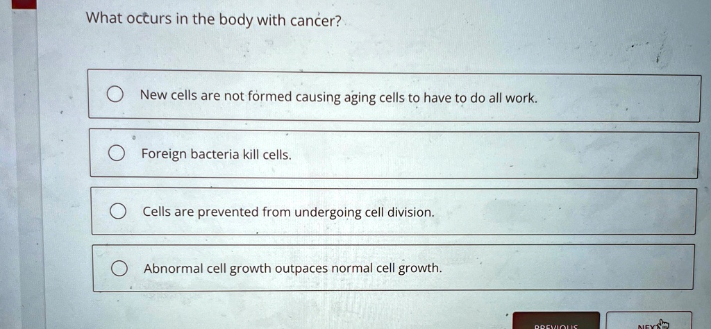 what occurs in the body with cancer new cells are not formed causing ...