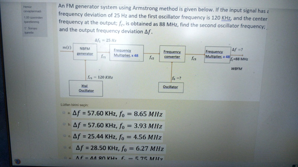 SOLVED: An FM generator system using the Armstrong method is given ... image.