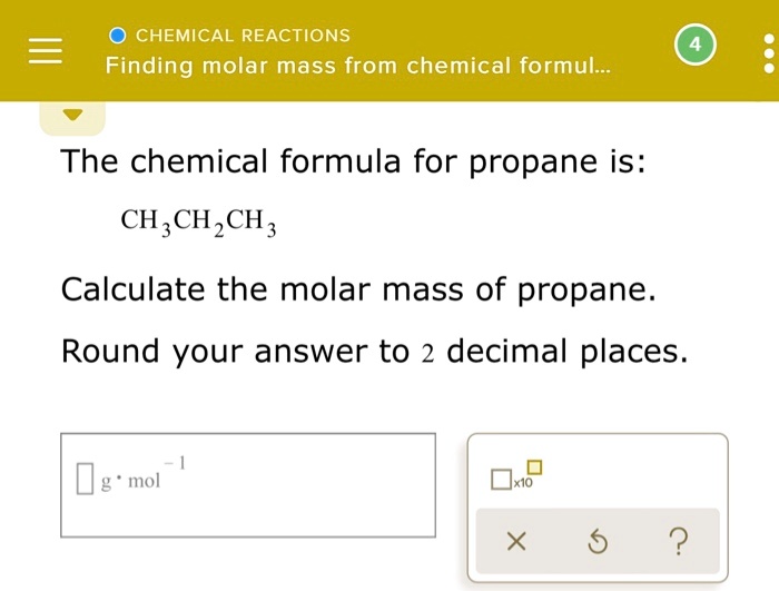 Solved chemical reactions finding molar mass from chemical formula