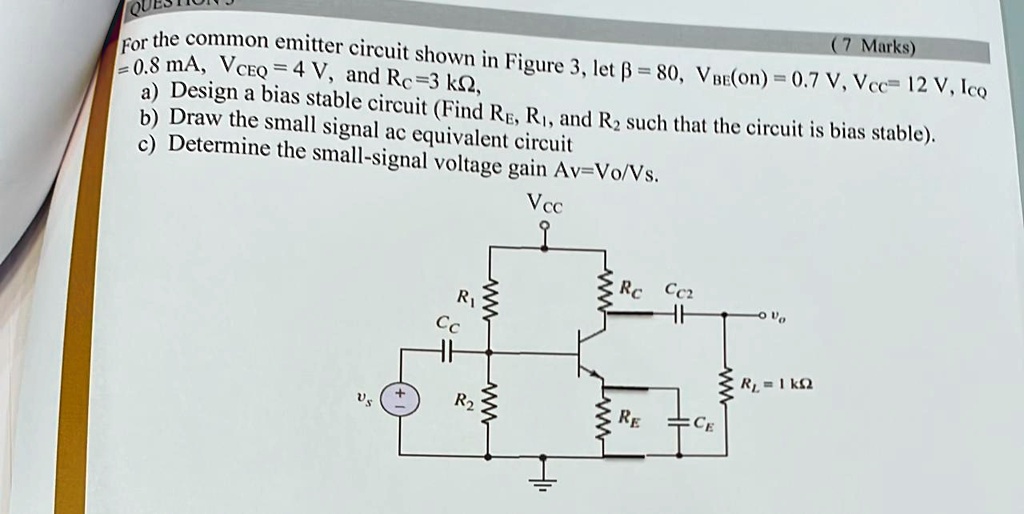 Solved 7marks B Draw The Small Signal Ac Equivalent Circuit C Determine The Small Signal