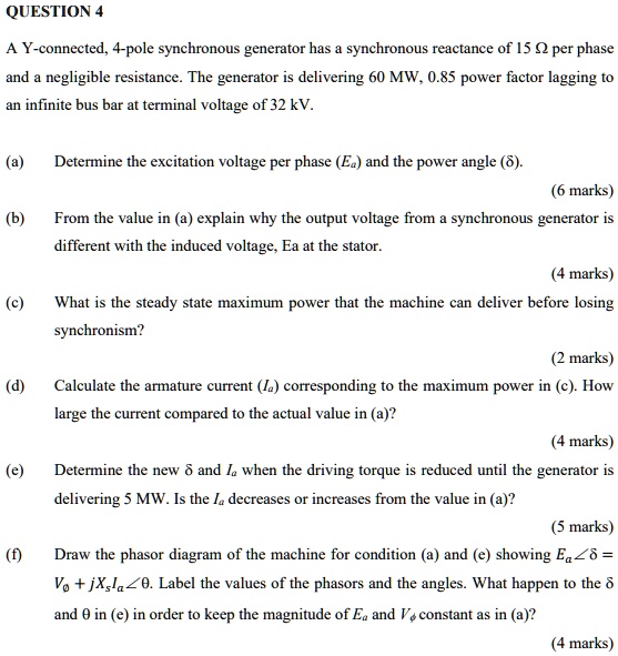 Question 4 a y connected 4 pole synchronous generator has a...
