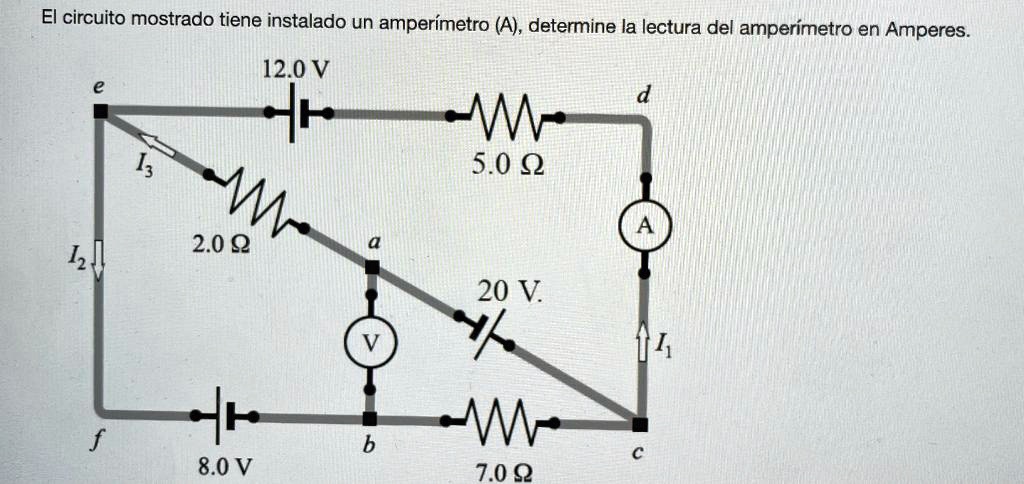 SOLVED: The circuit shown has an ammeter (A) installed. Determine the ...