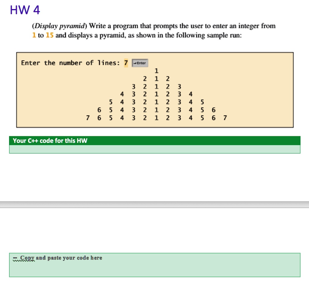 HW 4 (Display pyramid) Write a program that prompts the user to enter ...