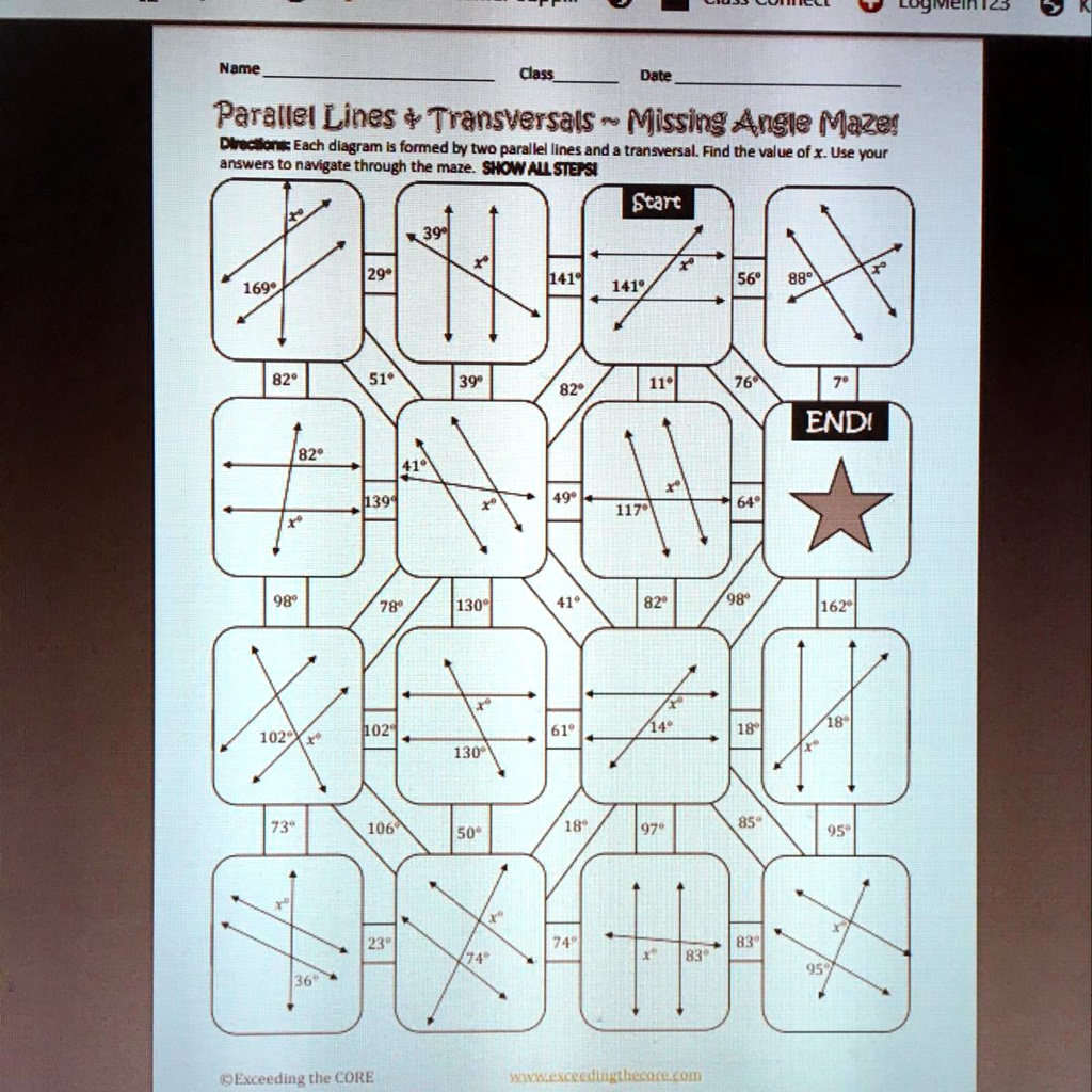 SOLVED: PLEASE HELP!!! parallel lines+ transversals missing angle maze 