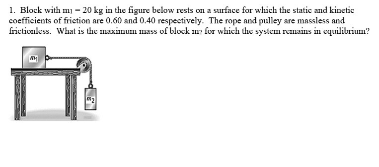 SOLVED: 1. Block with mi = 20 kg in the figure below rests on a surface ...