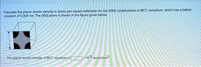 SOLVED: Calculate the planar atomic density in atoms per square ...