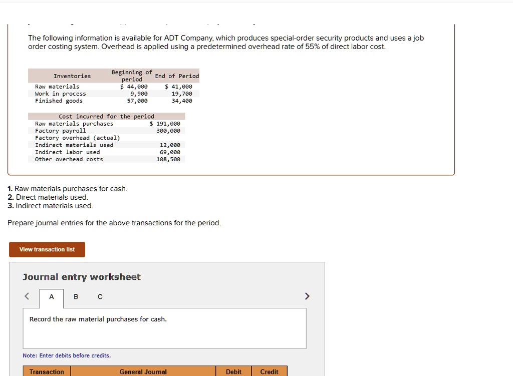 SOLVED: The following information is available for ADT Company, which ...