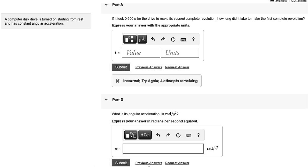 SOLVED A computer disk drive is turned on, starting from rest, and has