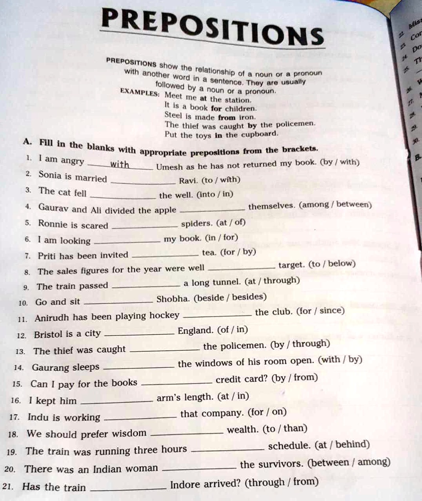 SOLVED: 'Prepositions: Fill In The Blanks'