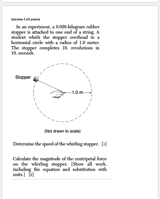 in an experiment a 028 kilogram rubber stopper