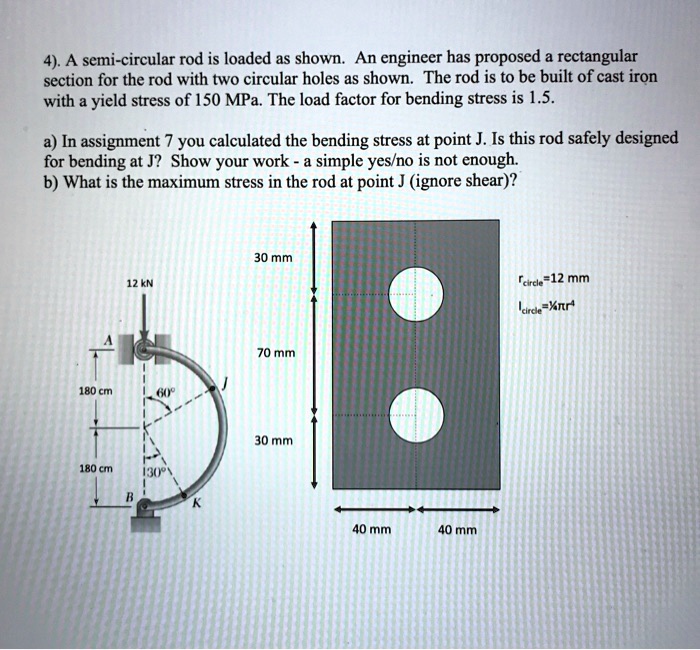 SOLVED: A Semi-circular Rod Is Loaded As Shown. An Engineer Has ...