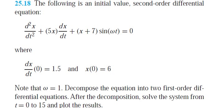 25.18 The following is an initial value, second-order differential ...