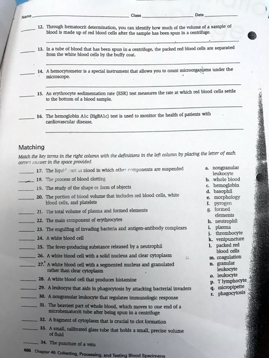 SOLVED: 12. Through hematocrit determination, you can identify how much ...