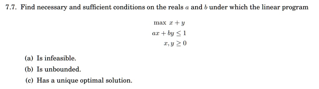 7.7. Find necessary and sufficient conditions on the reals a and b ...