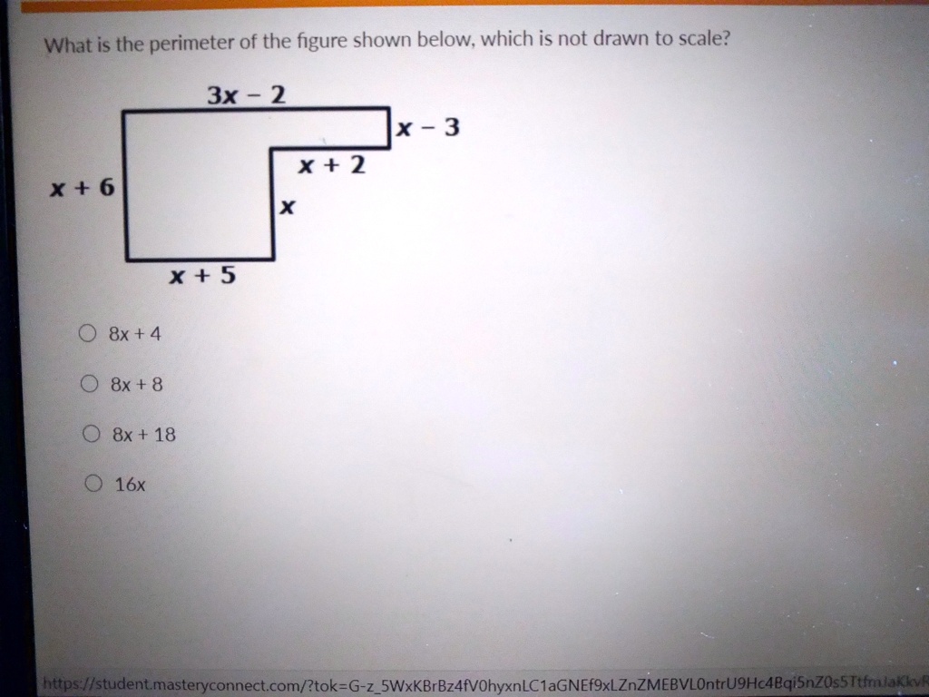 SOLVED: 'help please ......... What is the perimeter of the figure shown  below; which is not drawn to scale? 3X 2 X - 3 X + 2 X+ 6 X + 5