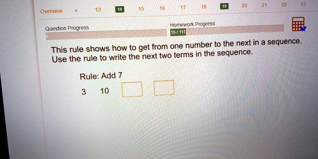 Sequince Rugler This rule shows how to get from one number to the next in a...