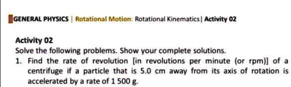 GENERAL PHYSICS | Rotational Motion: Rotational Kinematics | Activity ...