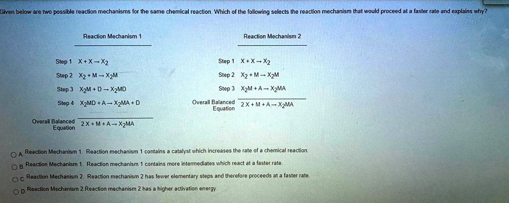 SOLVED: Given Below Afe TwO Possible Reaction Mechanisms For The Same ...