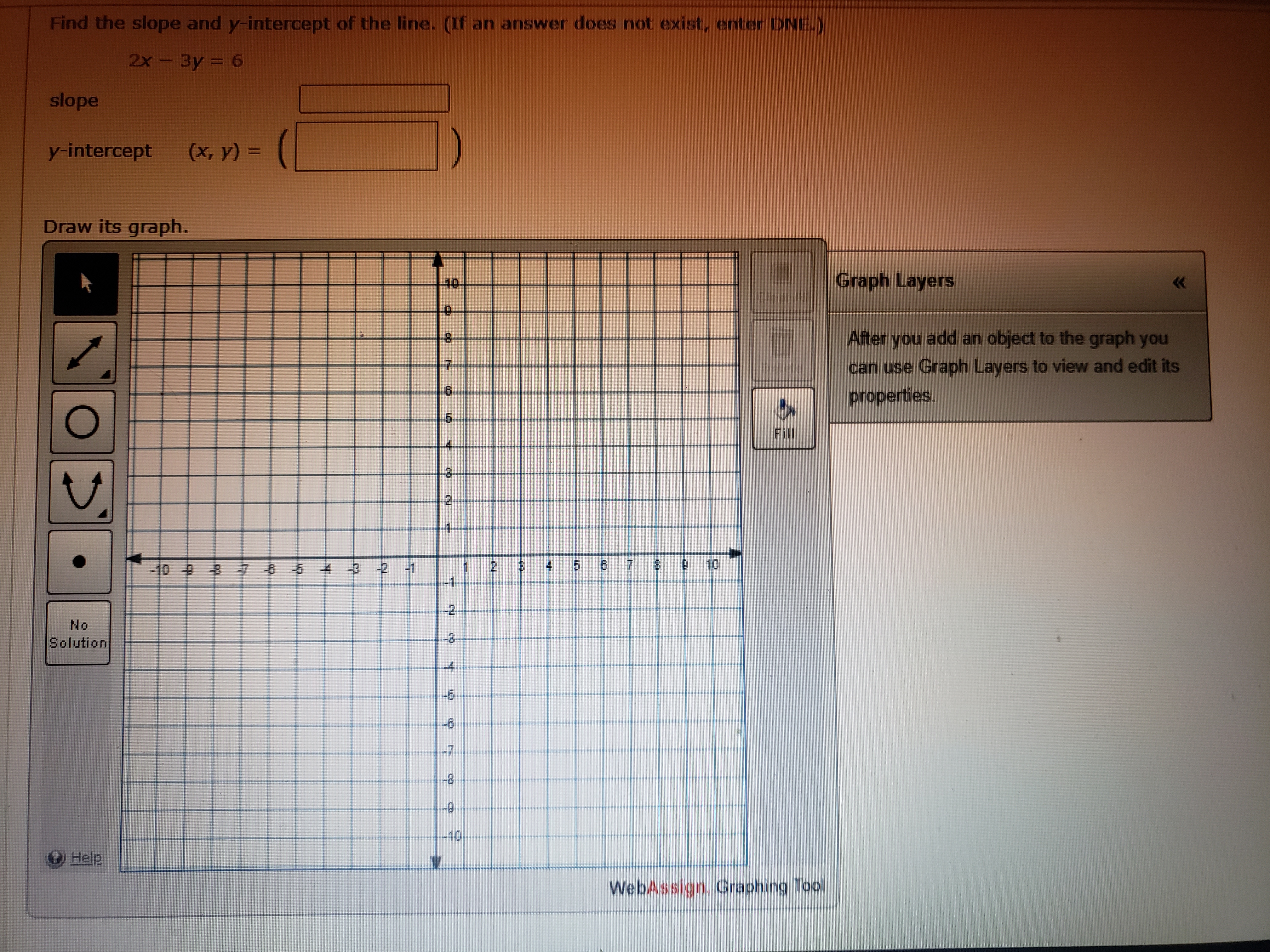 SOLVED: Find the slope and y intercept of the line and draw its graph