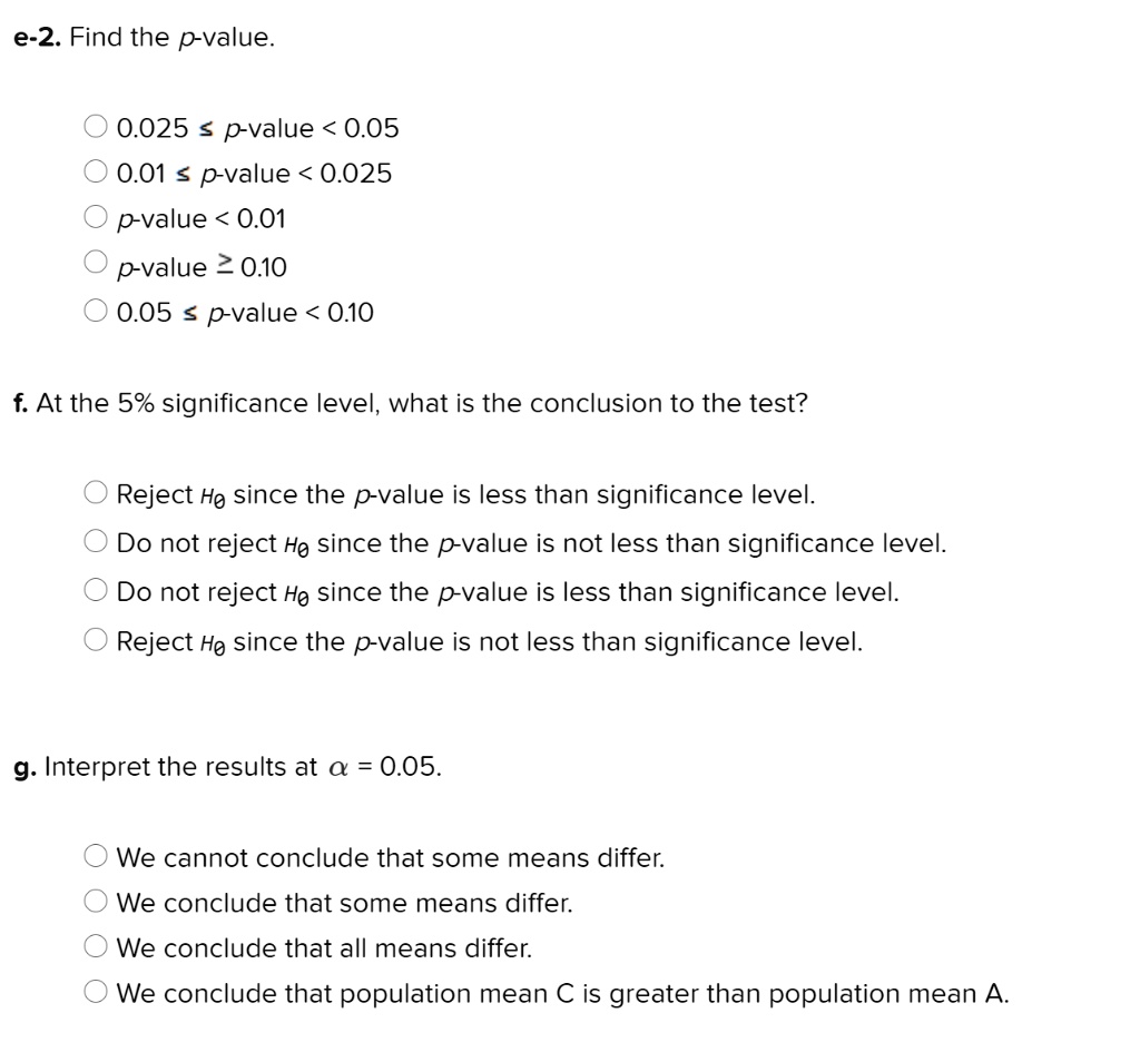 SOLVED: e-2. Find the p-value: 0.025 p-value