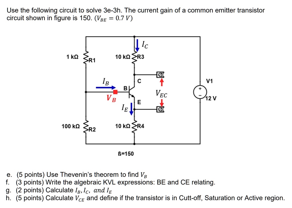 Solved Texts Use The Following Circuit To Solve 3e 3h The Current Gain Of A Common Emitter 6186