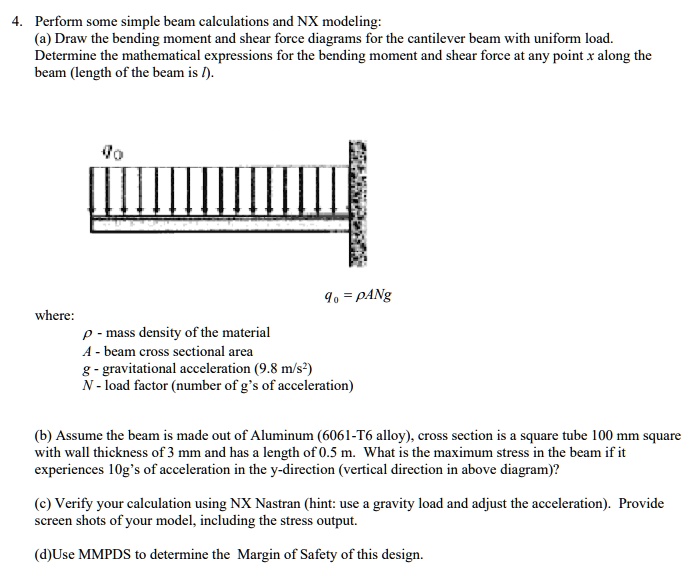 SOLVED: Perform Some Simple Beam Calculations And NX Modeling (a) Draw ...