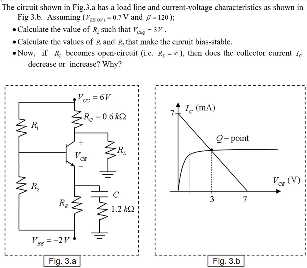 SOLVED: The circuit shown in Fig.3. a has a load line and current ...
