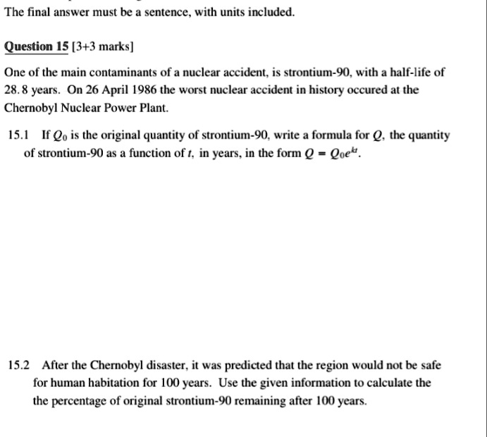 SOLVED The Final Answer Must Be A Sentence With Units Included N Question 45 3 3 Marks N One