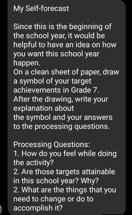 SOLVED My Selfforecast Since this is the beginning of the school year