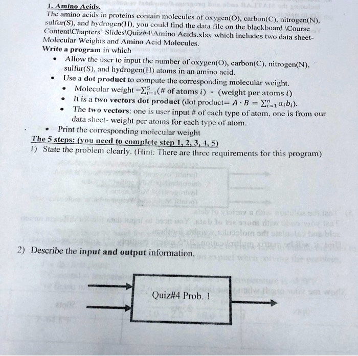 SOLVED: Amino Acids The amino acids in proteins contain molecules of ...