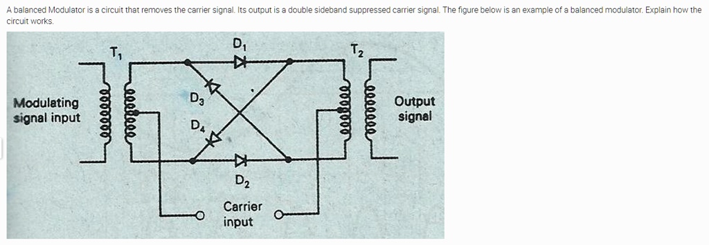 SOLVED: A Balanced Modulator Is A Circuit That Removes The Carrier ...