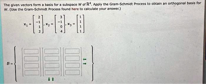SOLVED: The given vectors form a basis for a subspace W of R4.Apply the ...