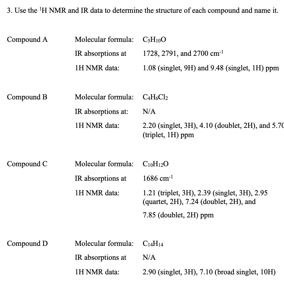 Solved Use The Ih Nmr And Ir Data To Determine The Structure Of