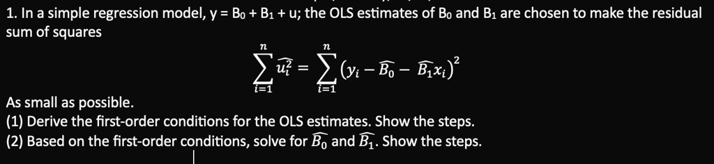 Solved: 1. In A Simple Regression Model, Y = Bo + B1 + U; The Ols 