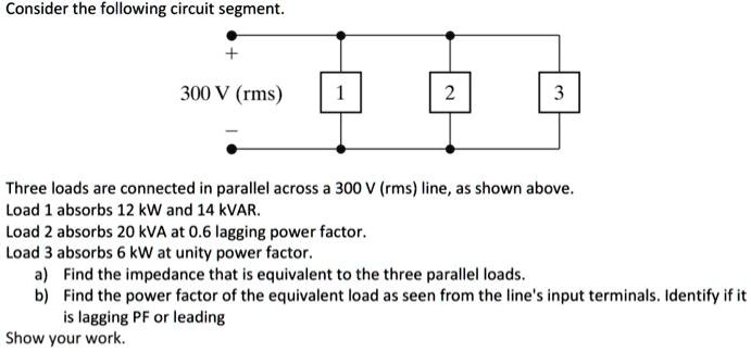 SOLVED: Consider the following circuit segment. 300V (rms) Three loads ...
