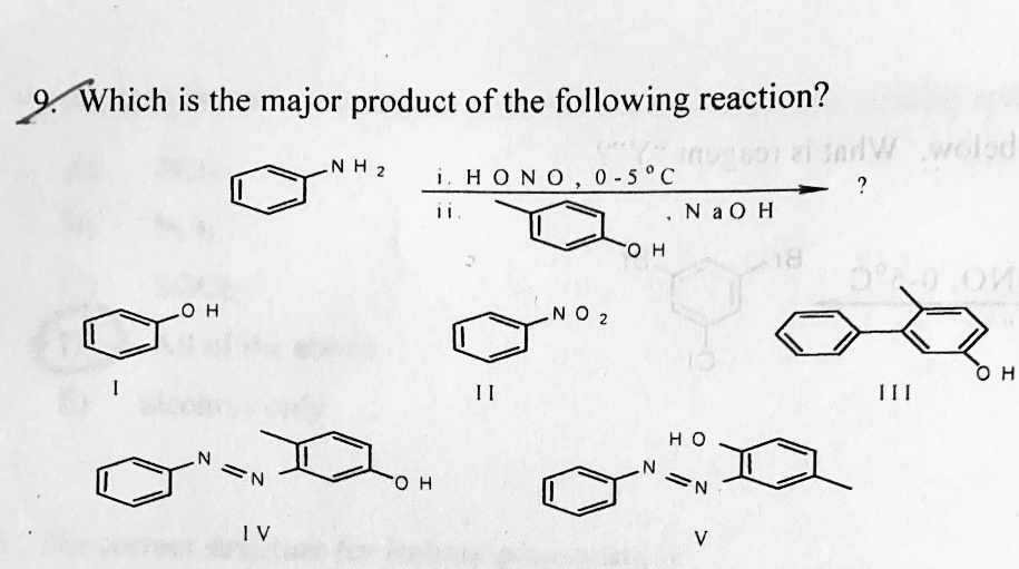which is the major product of the following reaction m h 2 h 0 n 0 0 5 c na 0 h 0 h h 0 0 h n 0 2 45403