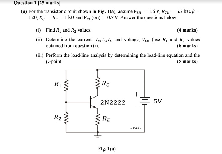 SOLVED For the transistor circuit shown in Fig. 1(a), assume VTH = 1.5