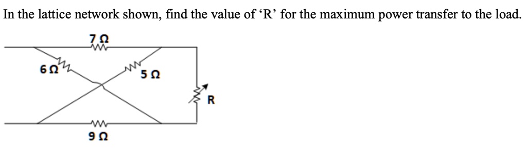 In the lattice network shown, find the value of 'R' for the maximum ...